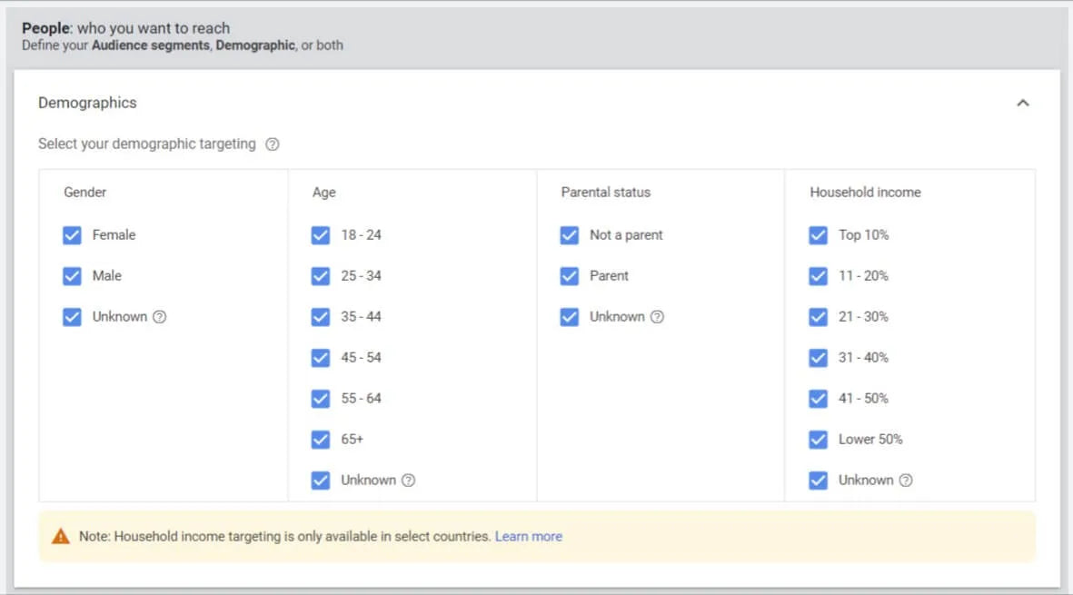 Choose the right demographics