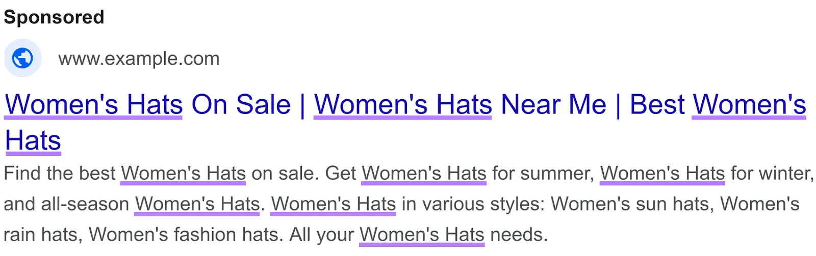 Keyword Stuffing in Google description