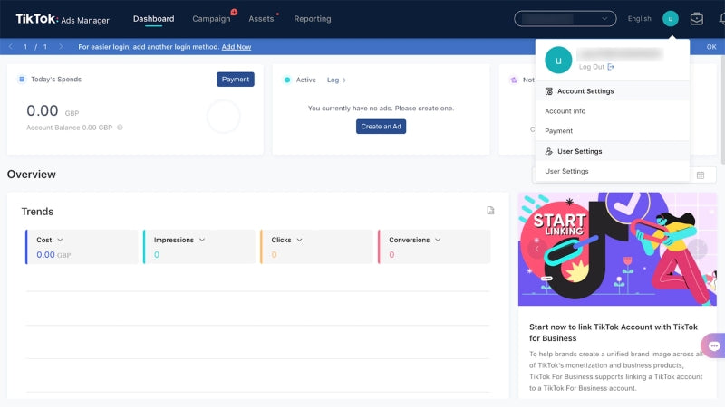 Ads Manager dashboard