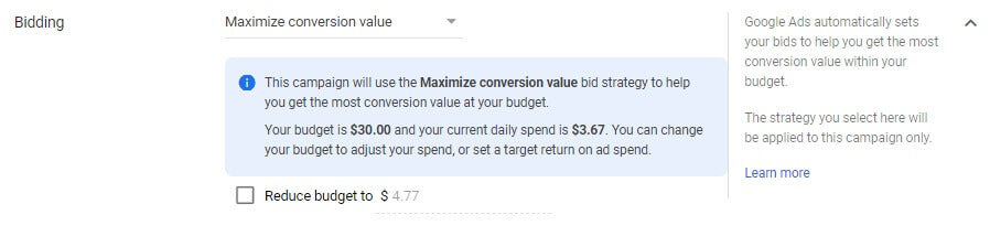 Bidding strategy for Google