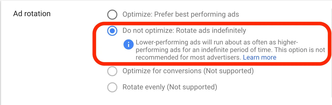 Ad rotation in Google Ads