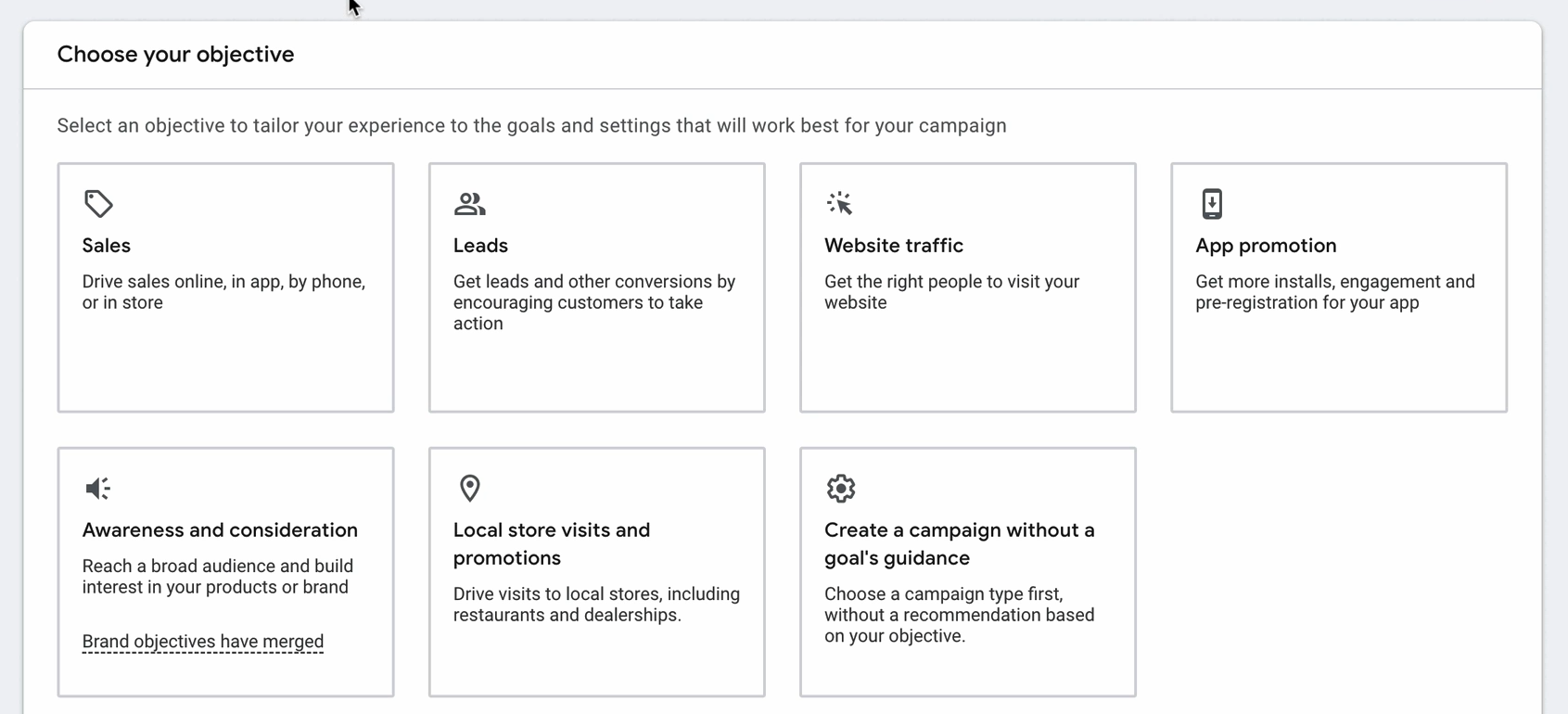 Google ad campaign goals