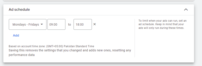 Schedule ads to run