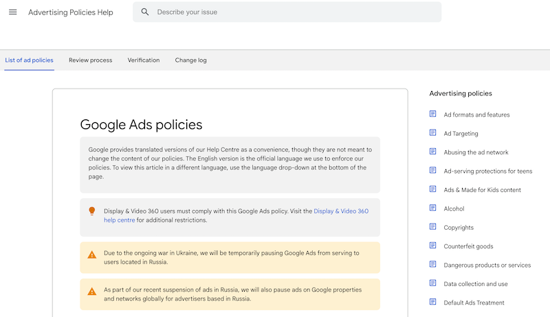 What is Google Ads policy?