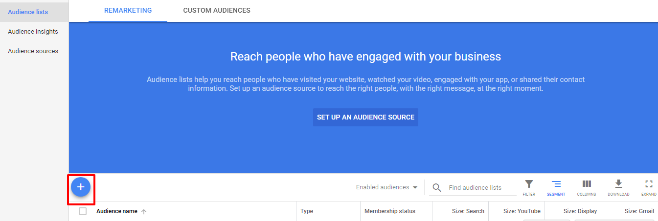 Create a New Remarketing List