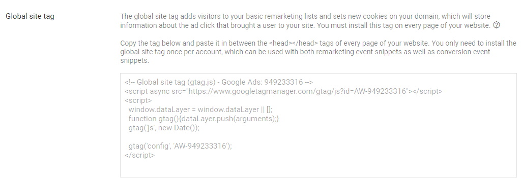 Global site tag
