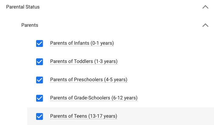 Parent status targeting