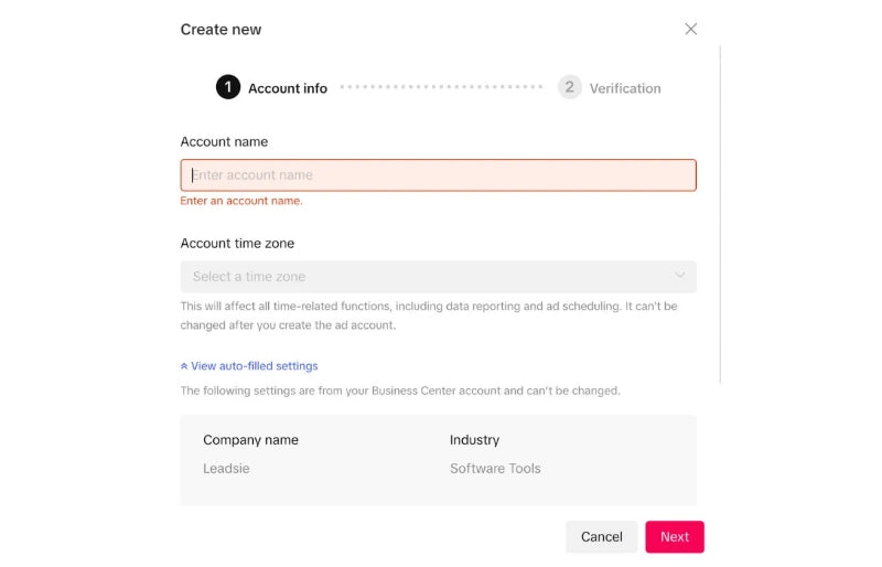 Create a TikTok Ads account