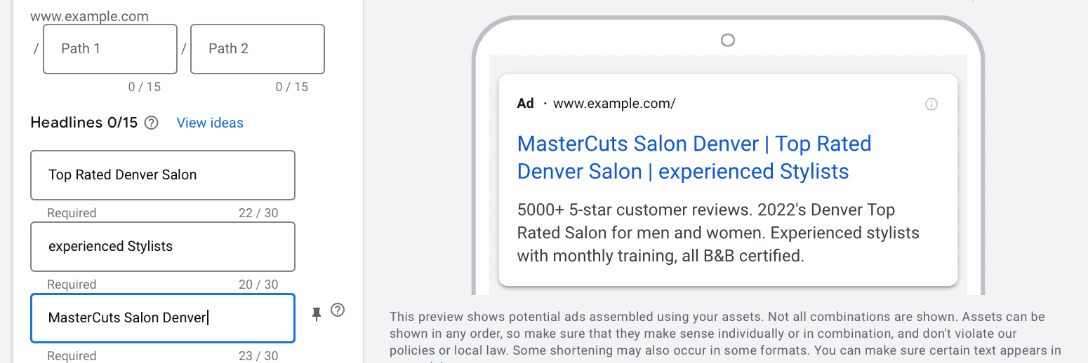 Google ad copywriting