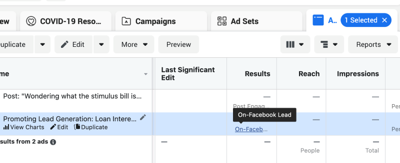 Download leads from Facebook Ads Manager